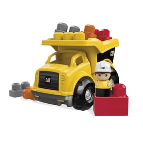 MEGA BLOKS Cat Building Toy Blocks Lil Dump Truck (7 Pieces) Fisher Price For Toddler