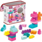 MEGA BLOKS First Builders Toddler Blocks Toys Set, Big Building Bag with 80 Pieces and Storage, Blue, Ages 1+ Years
