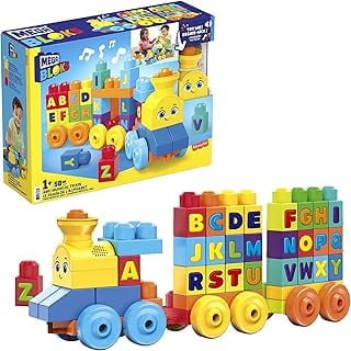 MEGA BLOKS First Builders Toddler Building Blocks Toy Set, ABC Musical Train with 50 Pieces, Music and Sounds, Ages 1+ Years Exclusive