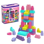 MEGA BLOKS Fisher-Price Big Building Bag, Building Blocks for Toddlers With Storage (80 Pieces), Pink
