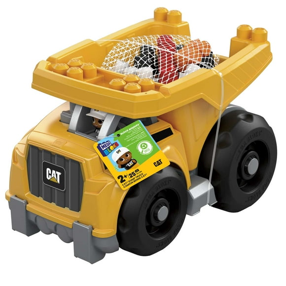 MEGA BLOKS Fisher-Price Building Toy Blocks Cat Large Dump Truck (25 Pieces) For Toddler