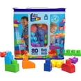 thumbnail image 1 of MEGA BLOKS First Builders Toddler Blocks Toys Set, Big Building Bag with 80 Pieces and Storage, Blue, Ages 1+ Years C25, 1 of 7