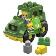 MEGA BLOKS John Deere Building Toy Blocks Lil Tractor 6 Pieces For Toddler with Storage, 1 Figure