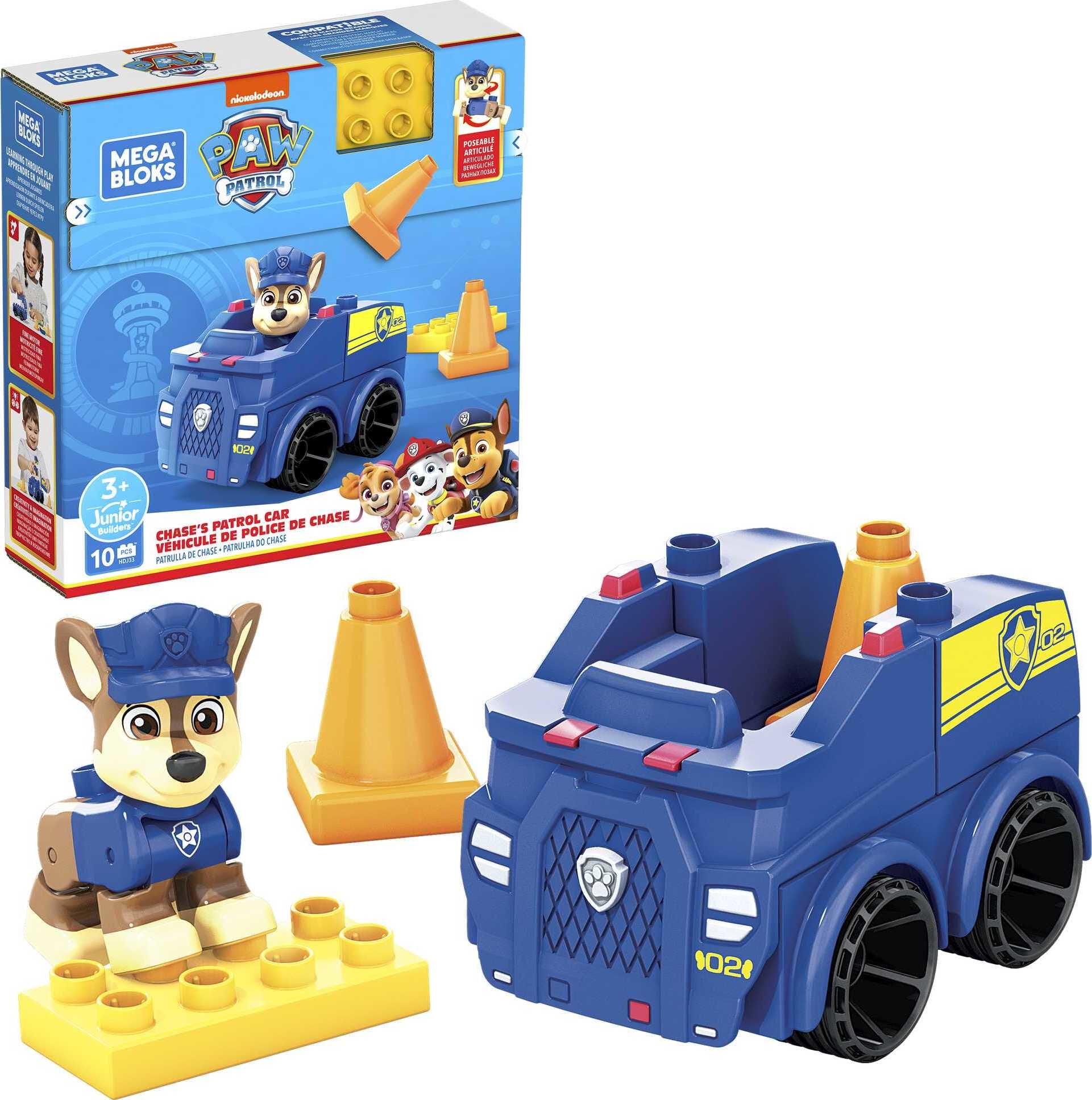 MEGA BLOKS PAW Patrol Chase's Police Car Building Set, Toy Gift Set Ages 3-5