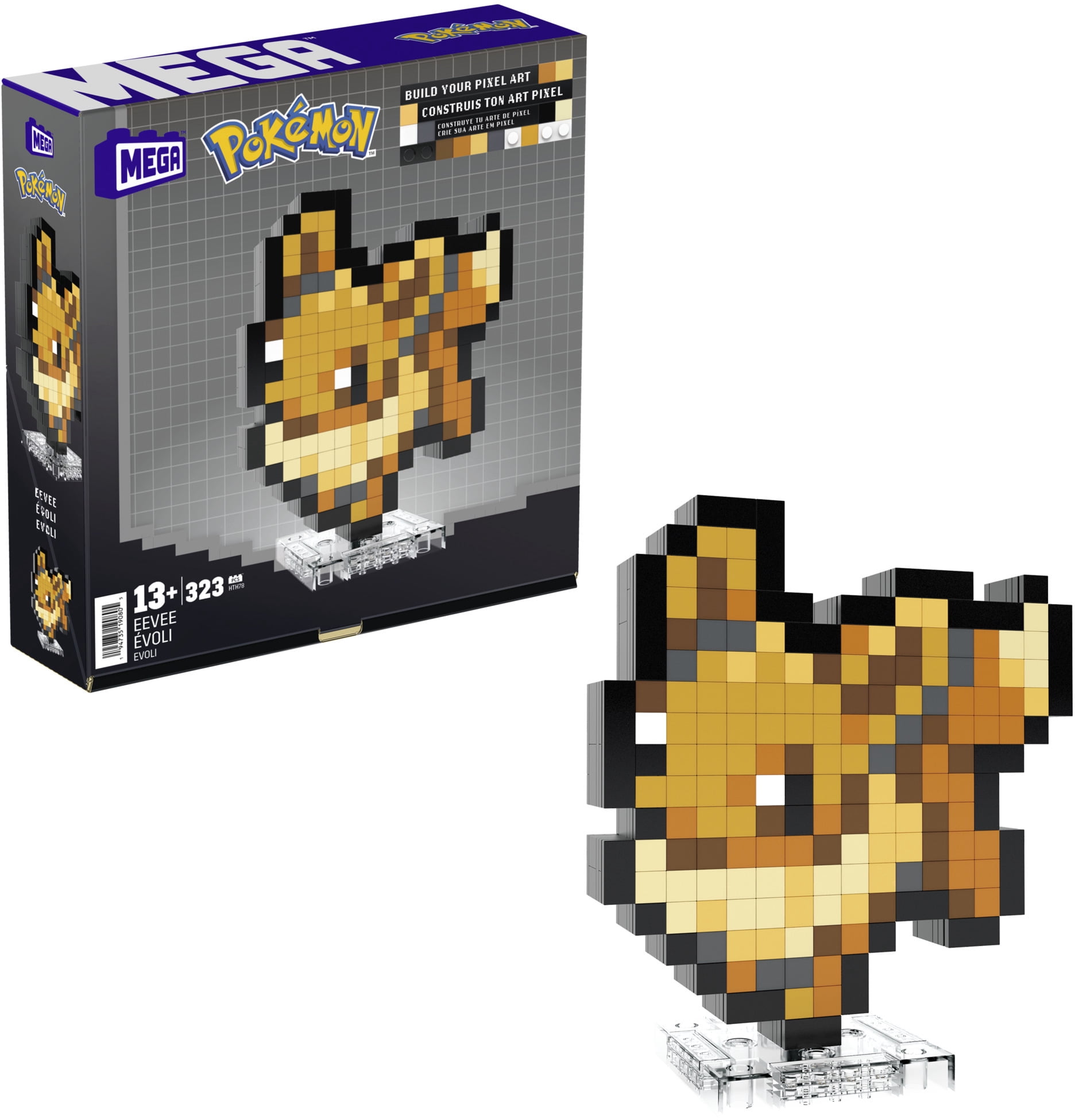 MEGA BLOKS Pokemon Eevee, Pixel Art, 323 Piece Building Toy Set ...