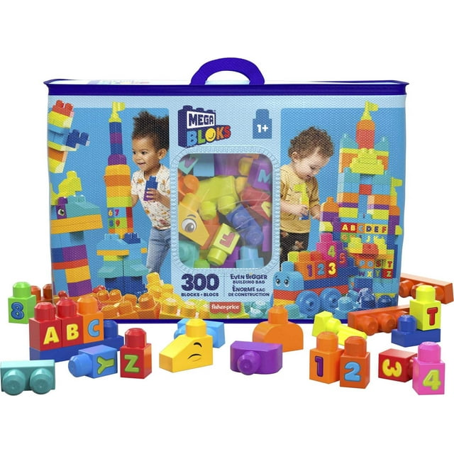 Mega Blocks Container MEGA BLOKS Toy Blocks Even Bigger Building Bag with Storage (300 Pieces ...