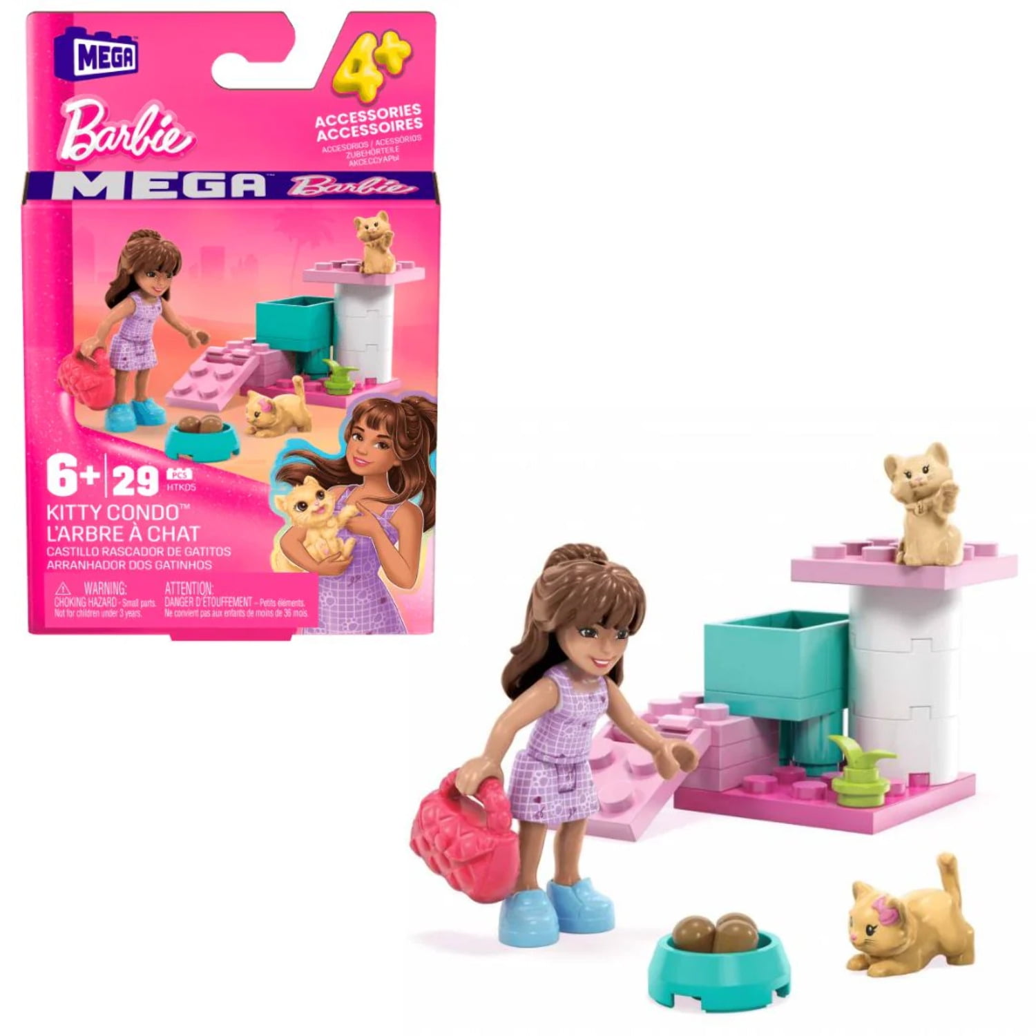 MEGA Barbie Kitty Condo Doll Playsets with Pet Figures 29 Piece Walmart