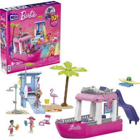 MEGA Barbie Malibu Dream Boat Building Set: 317-Piece Construction Kit for Ages 6+