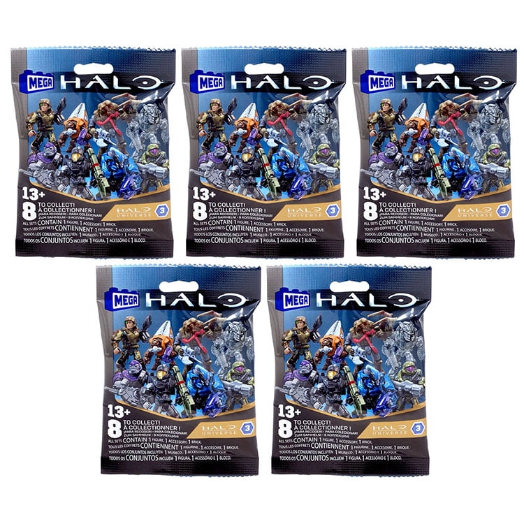 MEGA Construx Blind Packs Halo Universe Series 3 Micro Action Figures, (1.5") (5 Pack)