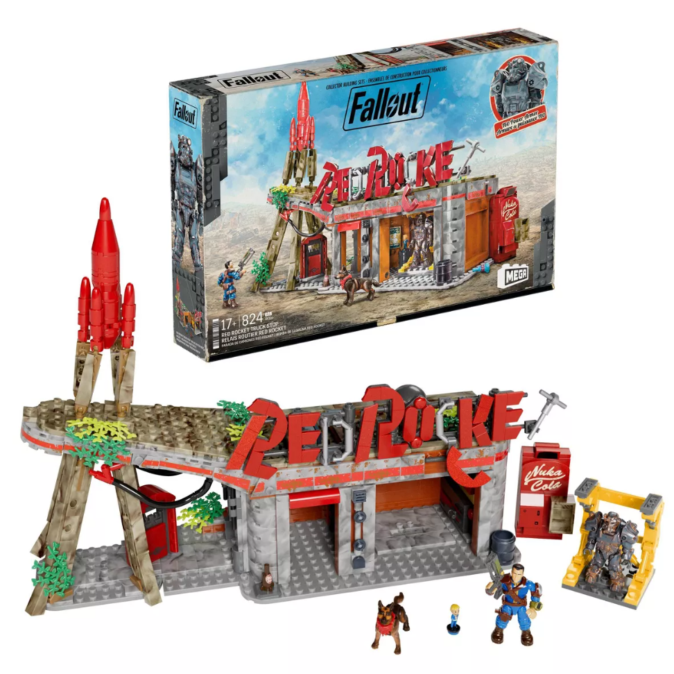 MEGA Fallout Red Rocket Building Toy Kit with 2 Action Figures (824 Pieces) for Collectors