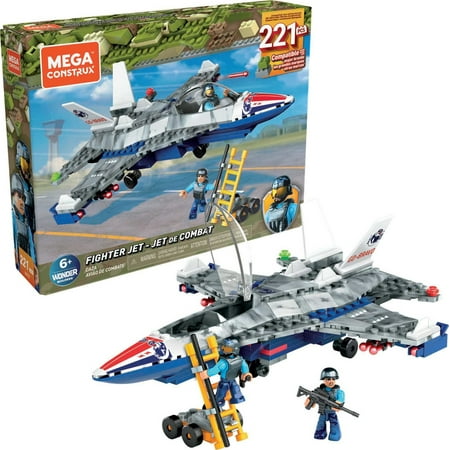 MEGA Fighter Jet Building Toy with Micro Action Figures and Accessories (221 Pieces)