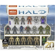 Mattel MEGA Halo Action Figures Toy Building Set, 20th Anniversary pack with 352 pieces, 20 Poseable, Collectable Characters and Accessorie