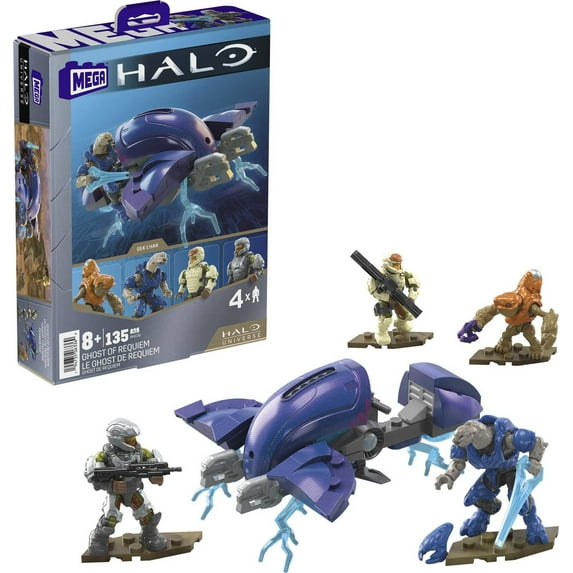 MEGA Halo Ghost of Requiem Toy Vehicle Building Kit with 4 Figures (135 Pieces)