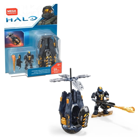 Mega Construx Halo Operation Flood Hunter Drop Pod Micro Action Figure Building Set