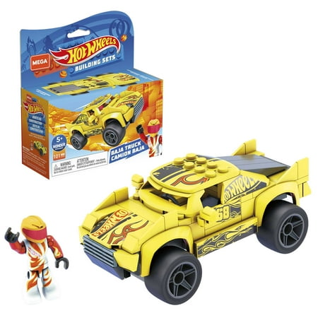 MEGA Hot Wheels Baja Truck – Build & Race Toy Set, 102pc