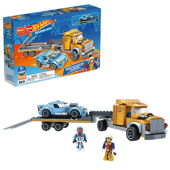 MEGA Hot Wheels Twinduction Hauler Pack building set with 355 pieces for adult builders