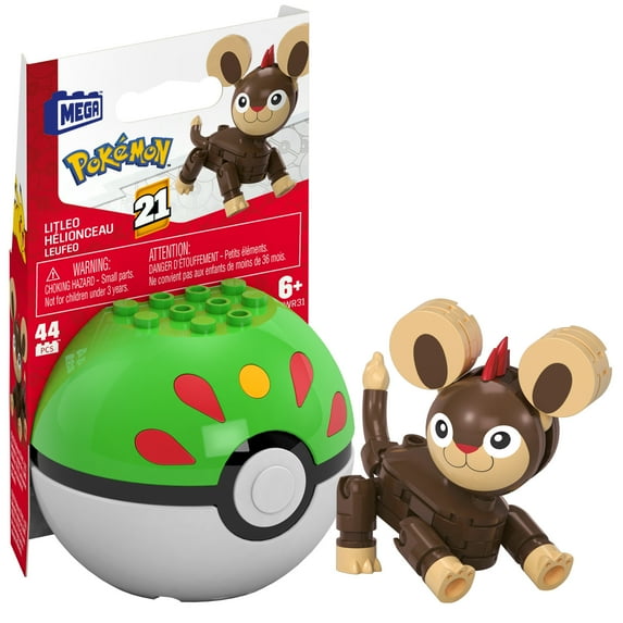 MEGA Pokémon Litleo Building Toy Kit, Poseable Action Figure (44 Pieces) for Kids, Plastic