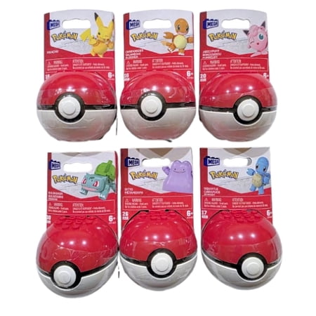 MEGA Pokémon Poké Ball Building Set, Includes Bulbasaur, Charmander, Ditto, Jigglypuff, Pikachu, Squirtle, Ages 6+ GFC85-963F