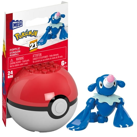 MEGA Pokémon Poplio Building Toy Kit, Poseable Action Figure (24 Pieces) for Kids