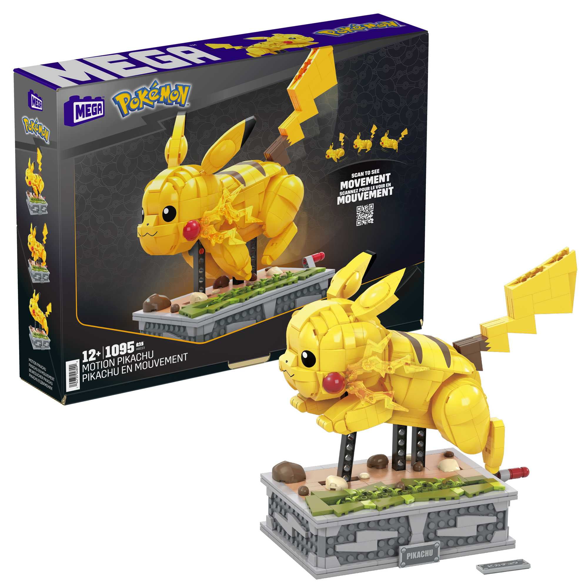MEGA Pokemon Building Kit Motion Pikachu (1092 Pieces) for Collectors
