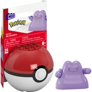 MEGA Pokemon Building Toy Kit Ditto 26 Pieces with 1 Action Figure and Ball for Kids