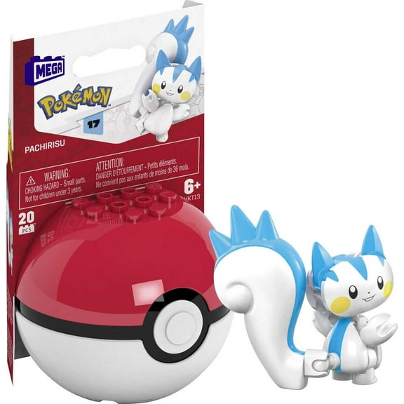 MEGA Pokemon Building Toy Kit Pachirisu (15 Pieces) with 1 Action Figure and Ball for Kids