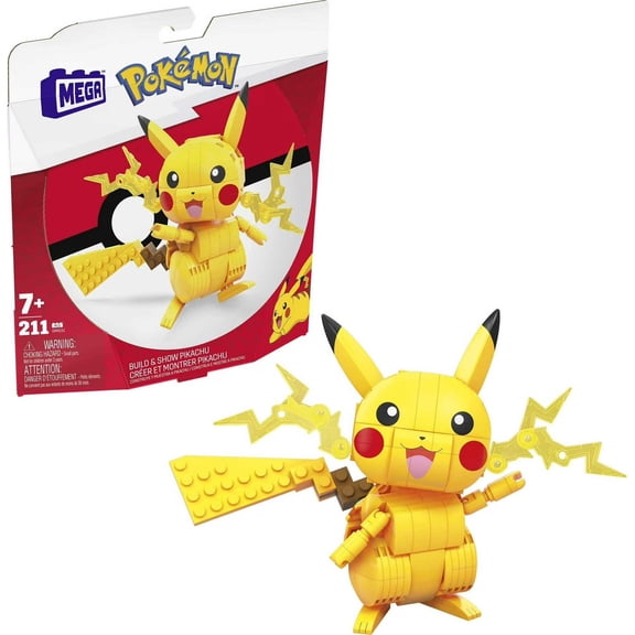 MEGA Pokemon Building Toy Kit Pikachu (211 Pieces) with 1 Action Figure for Kids