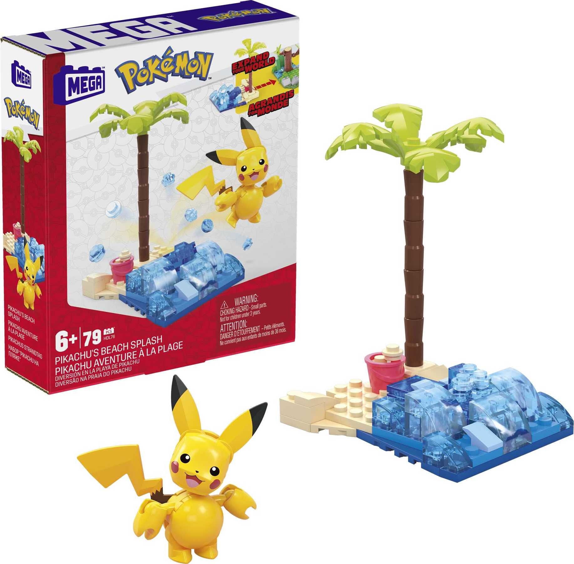 MEGA Pokemon Building Toy Kit Pikachu's Beach Splash (79 Pieces