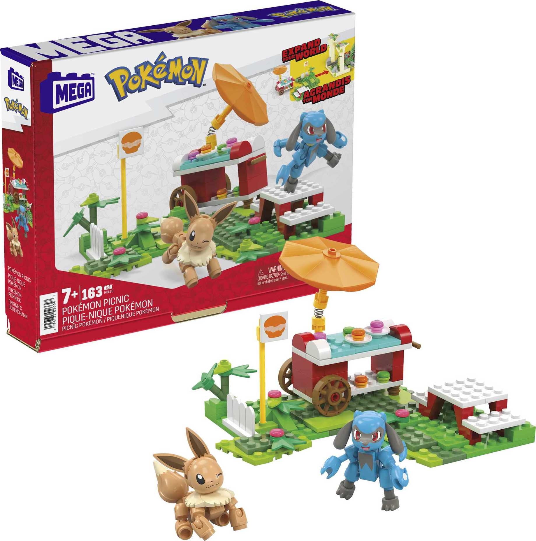 MEGA Pokemon Building Toy Kit Pokemon Picnic with 2 Action Figures (193  Pieces) for Kids