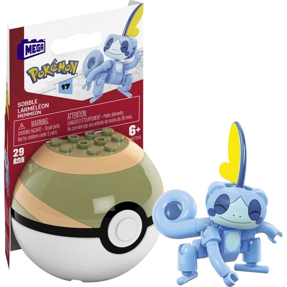 MEGA Pokemon Building Toy Kit Sobble (15 Pieces) with 1 Action Figure and Ball for Kids