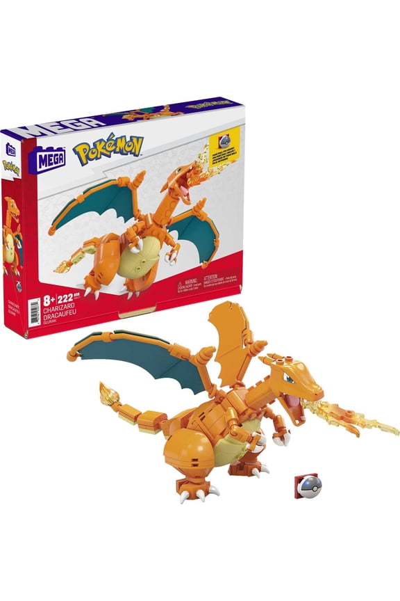 Pokemon Charizard Building Set (222 Pieces) with 1 Action Figure for Boys and Girls