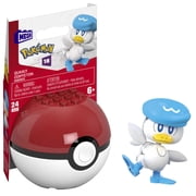 MEGA Pokemon Quaxly Building Toy Kit, Poseable Action Figure with Poke Ball (24 Plastic Pieces) for Kids