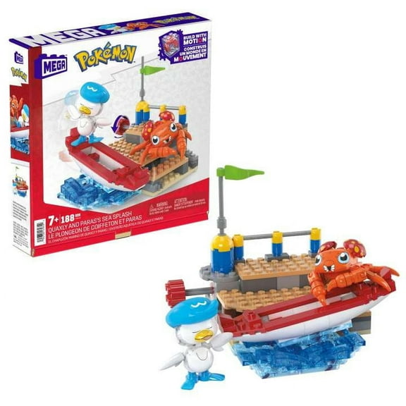 MEGA Pokemon Quaxly and Paras Building Toy Kit with 2 Action Figures 188pcs