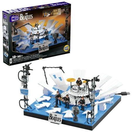 MEGA The Beatles Building Set with Ed Sullivan Stage, LED Lights (681 Pieces) for Adult Collectors, Plastic