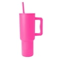 thumbnail image 1 of MEGACHIC 40 oz Tumbler with Handle and Straw Lid Stainless Steel Insulated Water Bottle Travel Coffee Mug for Ice Drinks Hot, Pink, 1 of 7