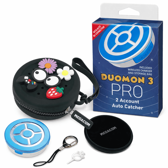 MEGACOM DuoMon3 PRO Dual-Account Auto Catcher, Auto-Reconnect, IPX7, USB-C Charging (White)