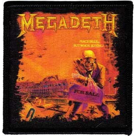 MEGADETH PEACE Sells S.S. Die Sublimated, Officially Licensed Rock Artwork, Iron-On / Sew-On, 3' x 3' Embroidered Patch