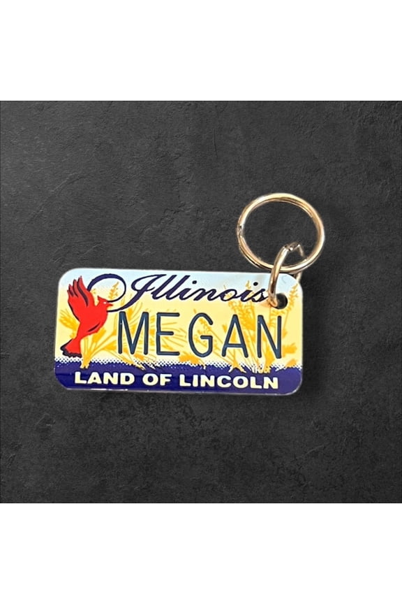 MEGAN. Name Keychain License Plate Illinois Land of Lincoln Great Gift 2 New