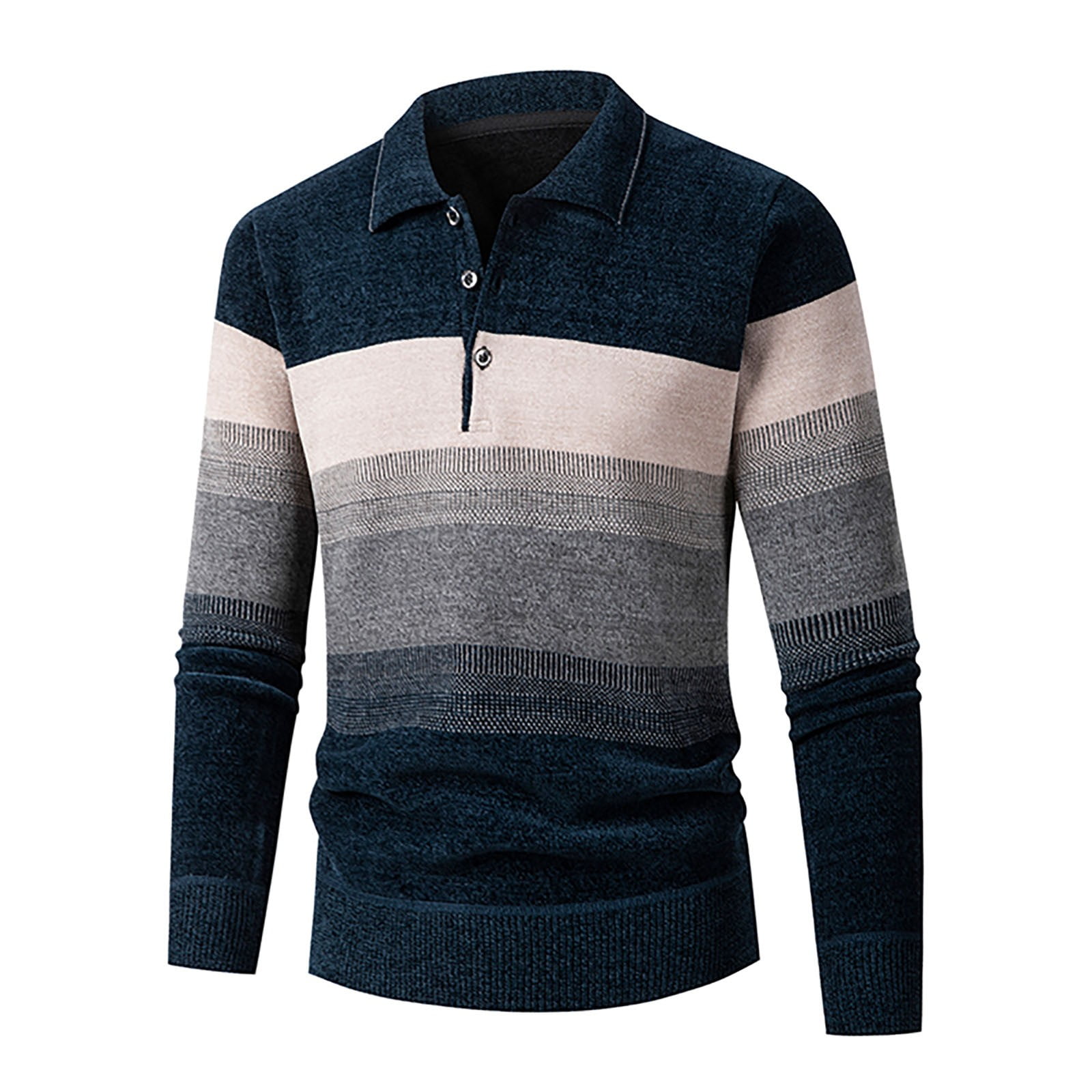 ChuChuDonRen Mens Long Sleeve Winter Pullover Sweater Henley Polyester