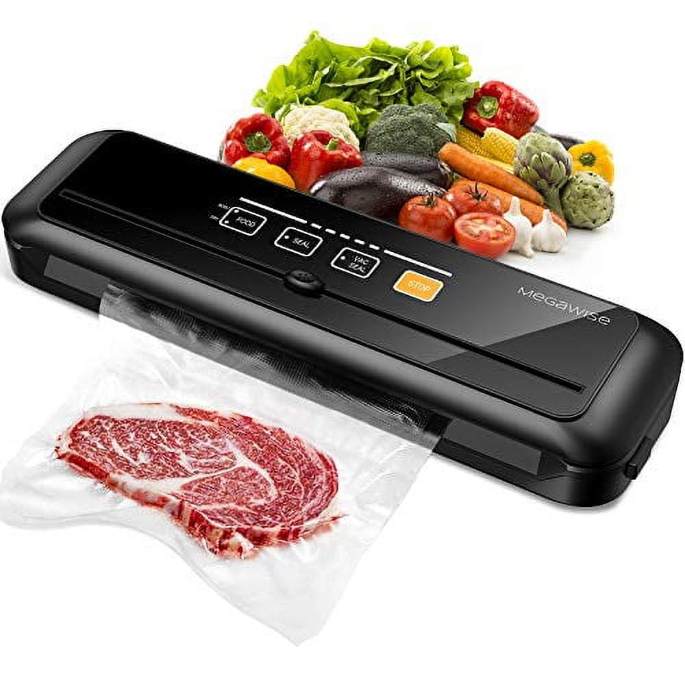 MEGAWISE 80kPa Vacuum Sealer, One-Touch Automatic Food Saver with Dry Moist  Fresh Modes, Portable Vacuum Sealing Machine with 10 Vacuum Bags & Cutter