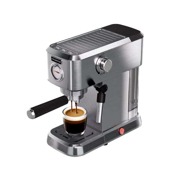 MEGAWISE Espresso Machine 20 Bar, Compact Stainless Steel Coffee Maker with Steam Milk Frother & Removable Tank for Cappuccino, Latte - Silver