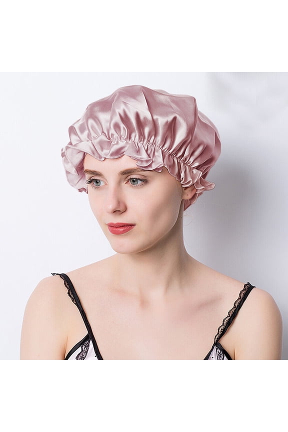 100% Mulberry Silk Sleep Cap with Elastic Cord, Adjustable Hair Care Bonnet for Shower Makeup Doing Housework