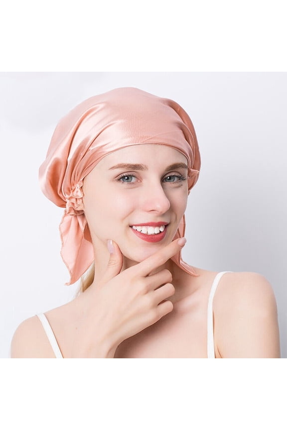 100% Mulberry Silk Sleep Cap with Elastic Cord, Hair Care Bonnet for Shower Makeup Doing Housework