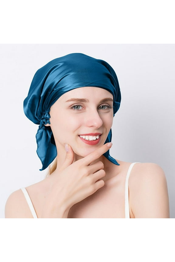 100% Mulberry Silk Sleep Cap with Elastic Cord, Hair Care Bonnet for Shower Makeup Doing Housework