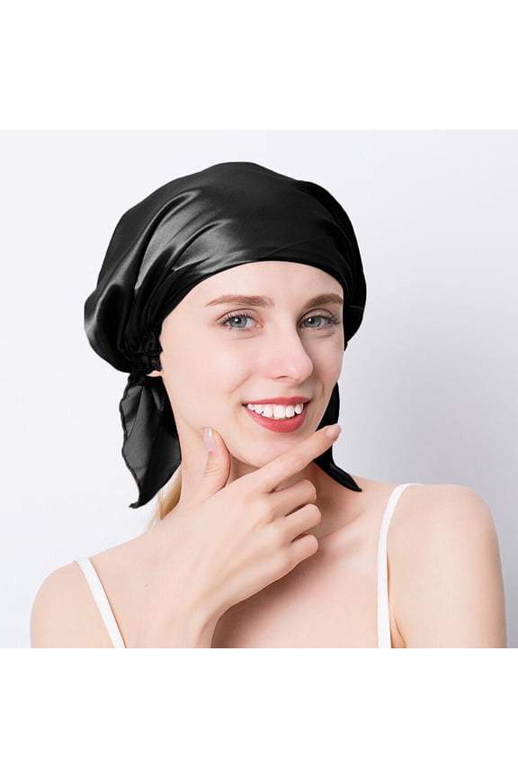 100% Mulberry Silk Sleep Cap with Elastic Cord, Hair Care Bonnet for Shower Makeup Doing Housework