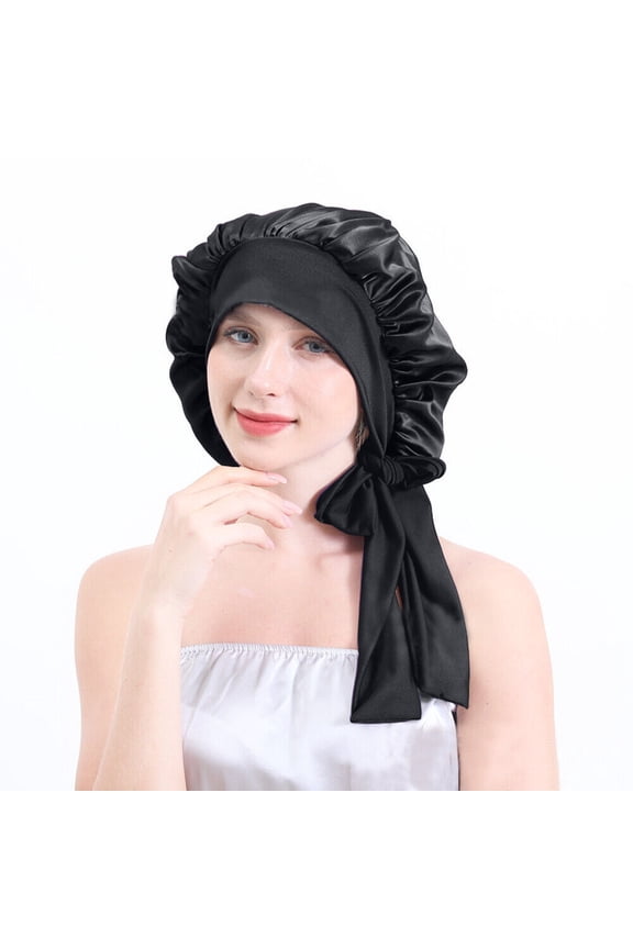 100% Mulberry Silk Sleep Cap with Elastic Knit Band for Daily Use Makeup Doing Housework Hair Care Hat