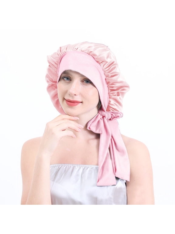 100% Mulberry Silk Sleep Cap with Elastic Knit Band for Daily Use Makeup Doing Housework Hair Care Hat