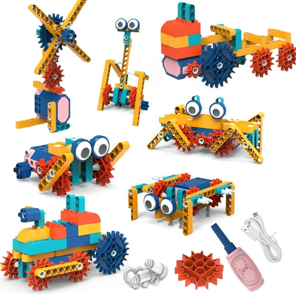 MEGICOT 116Pcs /119Pcs Electric Building Blocks Set for 6+ Year Old Children, Gear Drive Creative Engineering Construction Assembly Toys