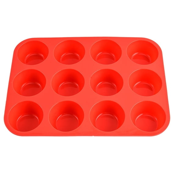 MEGICOT 12 Cups Silicone Molds for Making Muffin Cakes, Bread, Pudding, Tart, Non-stick Cupcake Pan Baking Accessory