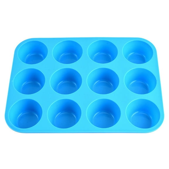 MEGICOT 12 Cups Silicone Molds for Making Muffin Cakes, Bread, Pudding, Tart, Non-stick Cupcake Pan Baking Accessory